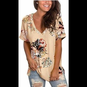 Sampeel Floral Short Sleeve V-Neck
